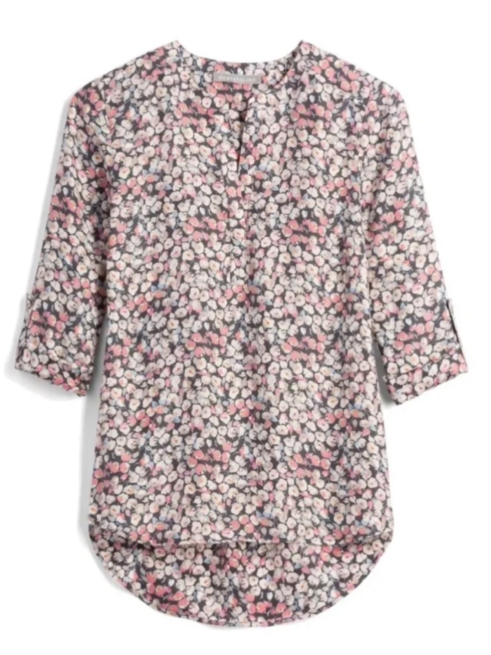 Daniel Rainn Black Floral Split-Neck Tunic XL